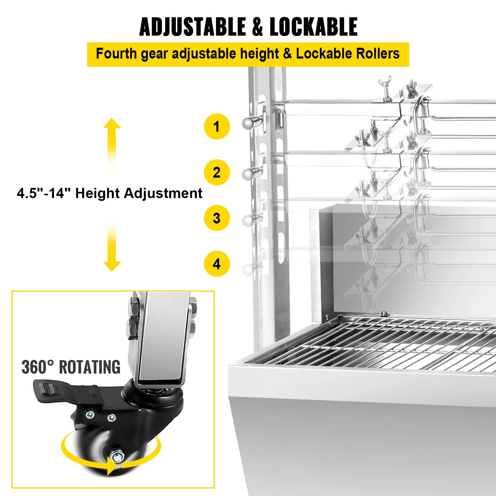 VEVOR 132 lbs/60KG 110V 132 lbs/60KG Rotisserie Grill Roaster BBQ Pig Lamb Stainless Steel, 132 lbs/60KG 