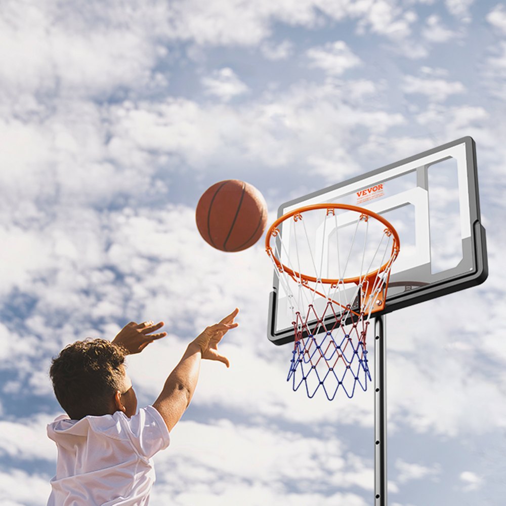 VEVOR Basketball Hoop, 5-7 ft Adjustable Height Portable Backboard System, 32 inch Basketball Hoop & Goal, Kids & Adults Basketball Set with Wheels, Stand, and Fillable Base, for Outdoor/Indoor 