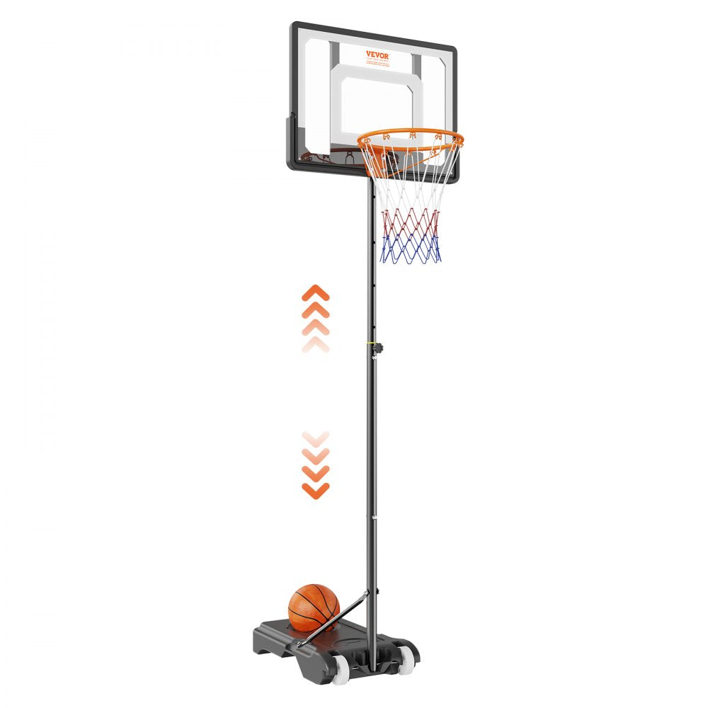 VEVOR Basketball Hoop, 5-7 ft Adjustable Height Portable Backboard System, 32 inch Basketball Hoop & Goal, Kids & Adults Basketball Set with Wheels, Stand, and Fillable Base, for Outdoor/Indoor 