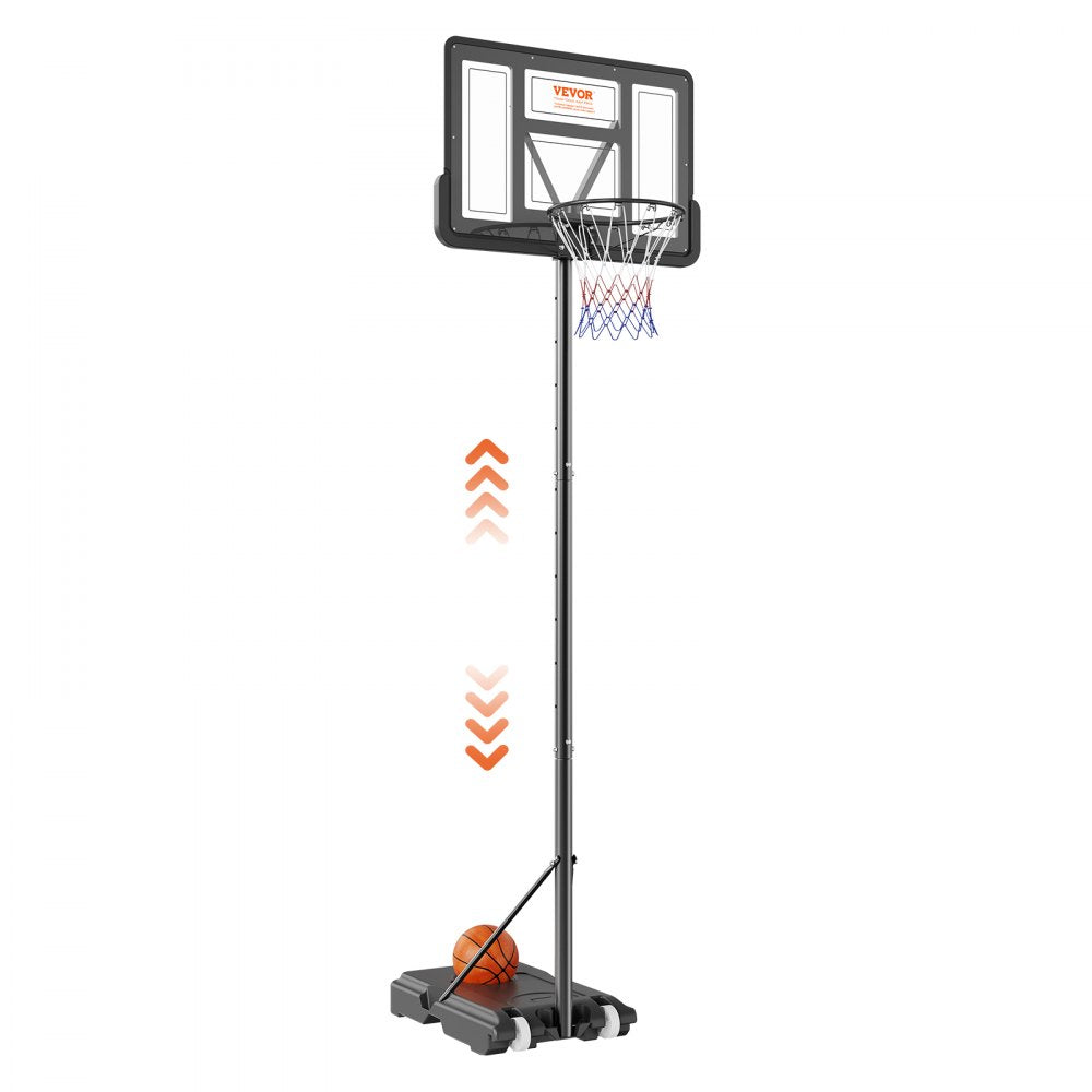 VEVOR Basketball Hoop, 4-10 ft Adjustable Height Portable Backboard System, 44 inch Basketball Hoop & Goal, Kids & Adults Basketball Set with Wheels, Stand, and Fillable Base, for Outdoor/Indoor 