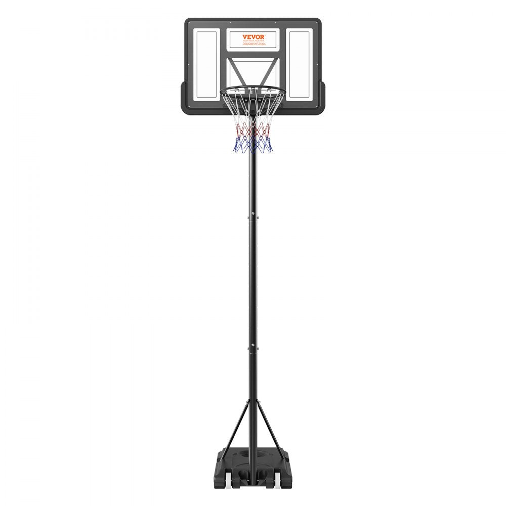 VEVOR Basketball Hoop, 4-10 ft Adjustable Height Portable Backboard System, 44 inch Basketball Hoop & Goal, Kids & Adults Basketball Set with Wheels, Stand, and Fillable Base, for Outdoor/Indoor 