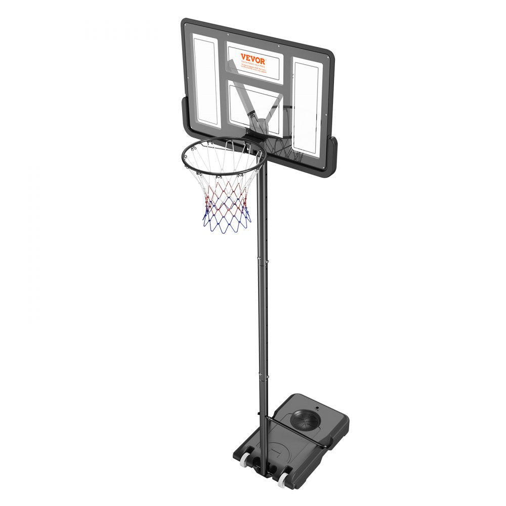 VEVOR Basketball Hoop, 4-10 ft Adjustable Height Portable Backboard System, 44 inch Basketball Hoop & Goal, Kids & Adults Basketball Set with Wheels, Stand, and Fillable Base, for Outdoor/Indoor 