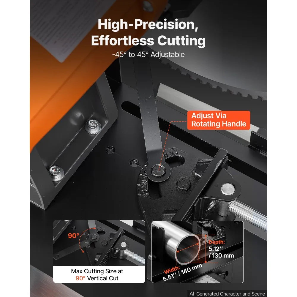 16-Inch 3000W Cold Cut Chop Saw – Metal Cutting Saw with 96-Tooth Blade, -45° to 45° Miter Adjustment