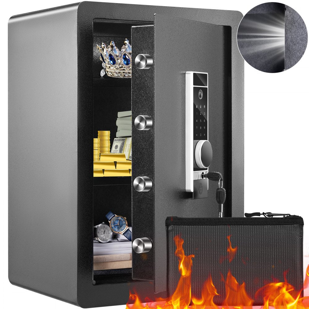 VEVOR Safe, 2.2 Cubic Feet Home Safe, Steel Security Safe with Fingerprint, Digital Keypad and 2 Keys, Cabinet Safe with Large Fire-proof Bag, Protect Cash, Gold, Jewelry, Documents, 15.8x13x23.6 inch 