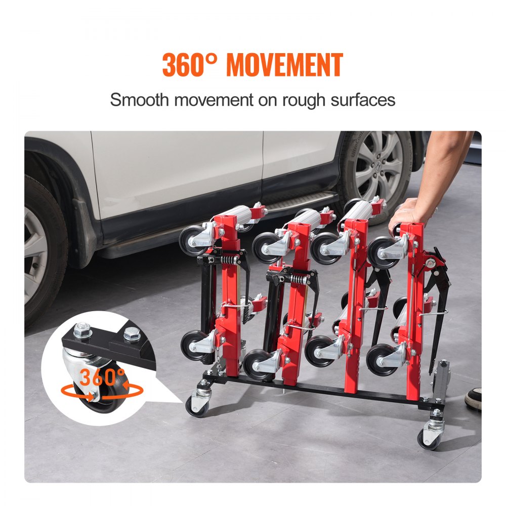 VEVOR Car Dolly Rack Hydraulic Trolley Jack Stand Organizer 4-Dolly Capacity 