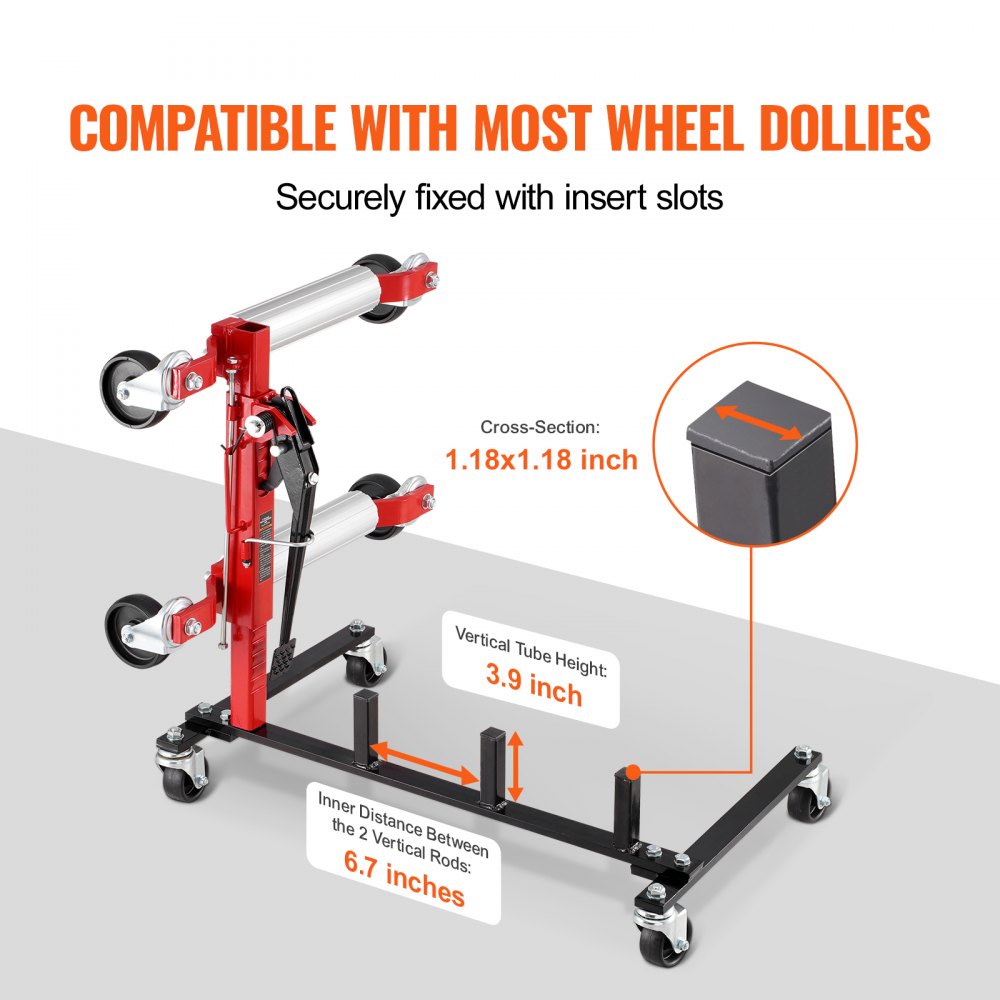 VEVOR Car Dolly Rack Hydraulic Trolley Jack Stand Organizer 4-Dolly Capacity 