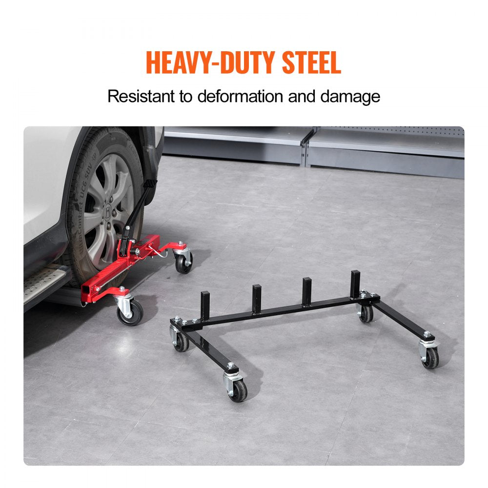 VEVOR Car Dolly Rack Hydraulic Trolley Jack Stand Organizer 4-Dolly Capacity 