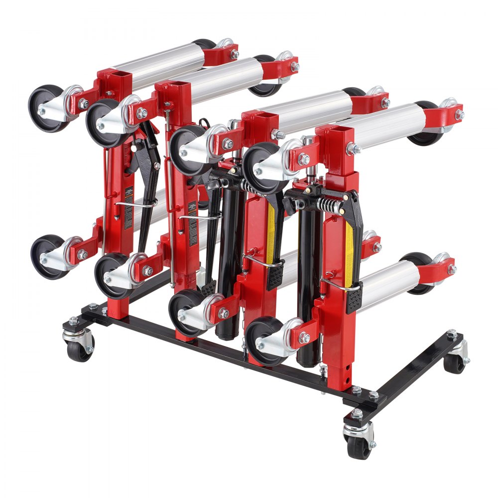 VEVOR Car Dolly Rack Hydraulic Trolley Jack Stand Organizer 4-Dolly Capacity 