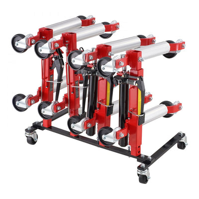 VEVOR Car Dolly Rack Hydraulic Trolley Jack Stand Organizer 4-Dolly Capacity 