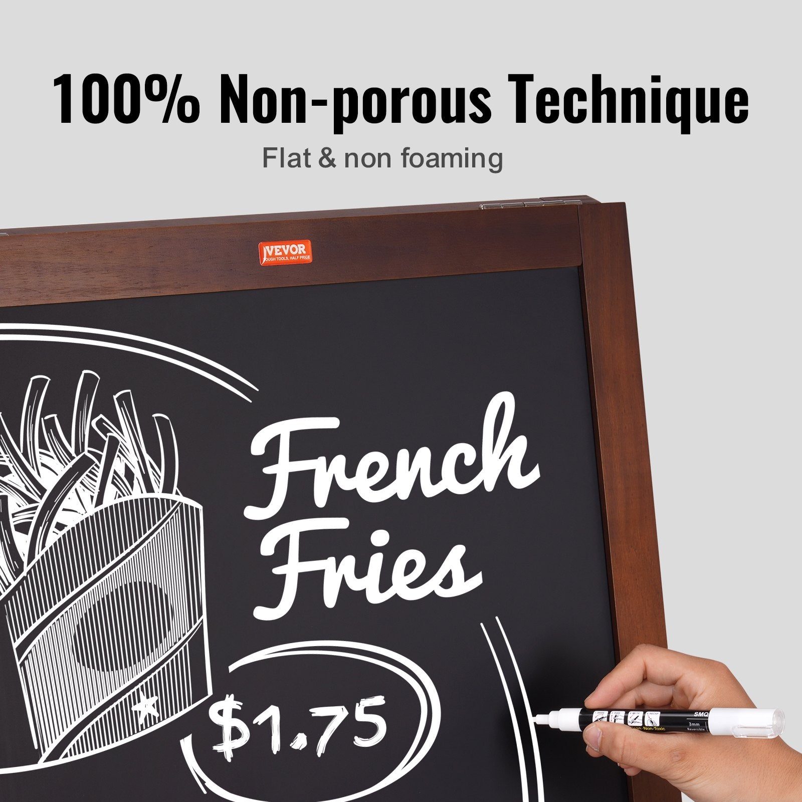 VEOVR A Frame Chalkboard Sign, 20"x40" Double-Sided Sidewalk Signs, Freestanding Vintage Wooden Chalk Board with Chalks & Magnetic Eraser, Rustic Brown Outdoor Sandwich Board For Kitchen Home Wedding 