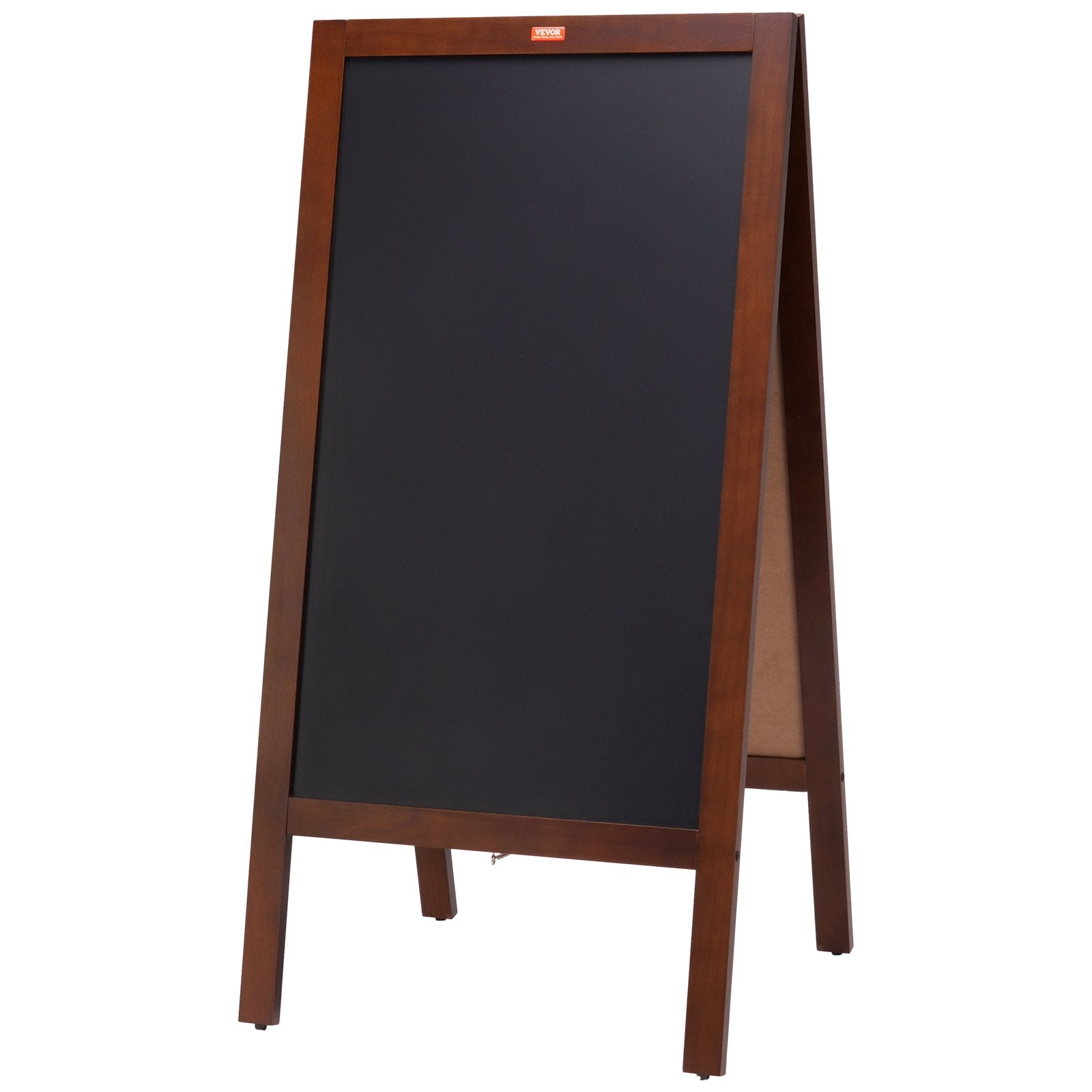 VEOVR A Frame Chalkboard Sign, 20"x40" Double-Sided Sidewalk Signs, Freestanding Vintage Wooden Chalk Board with Chalks & Magnetic Eraser, Rustic Brown Outdoor Sandwich Board For Kitchen Home Wedding 