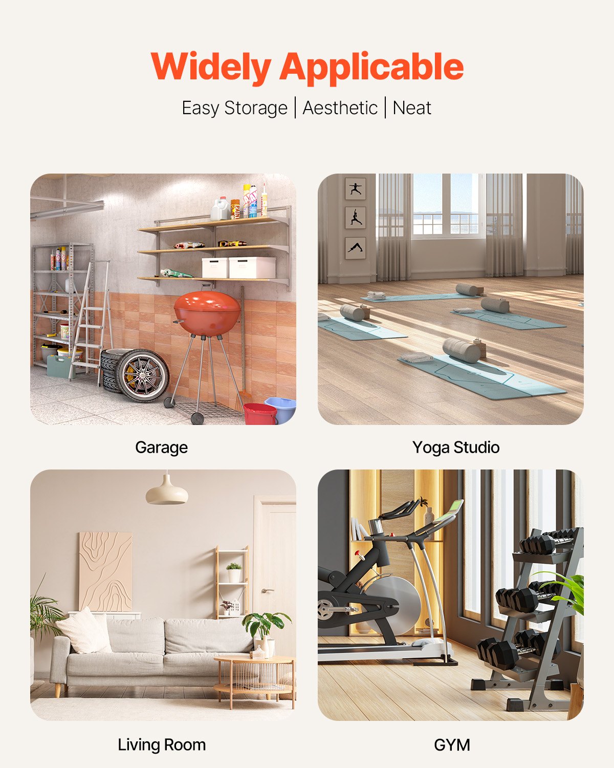 VEVOR Home Gym Workout Equipment Organizer Yoga Mat Storage Weight Rack Dumbbell 