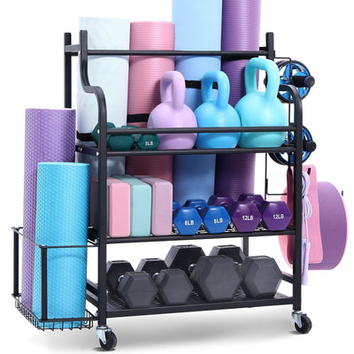 VEVOR Home Gym Workout Equipment Organizer Yoga Mat Storage Weight Rack Dumbbell 