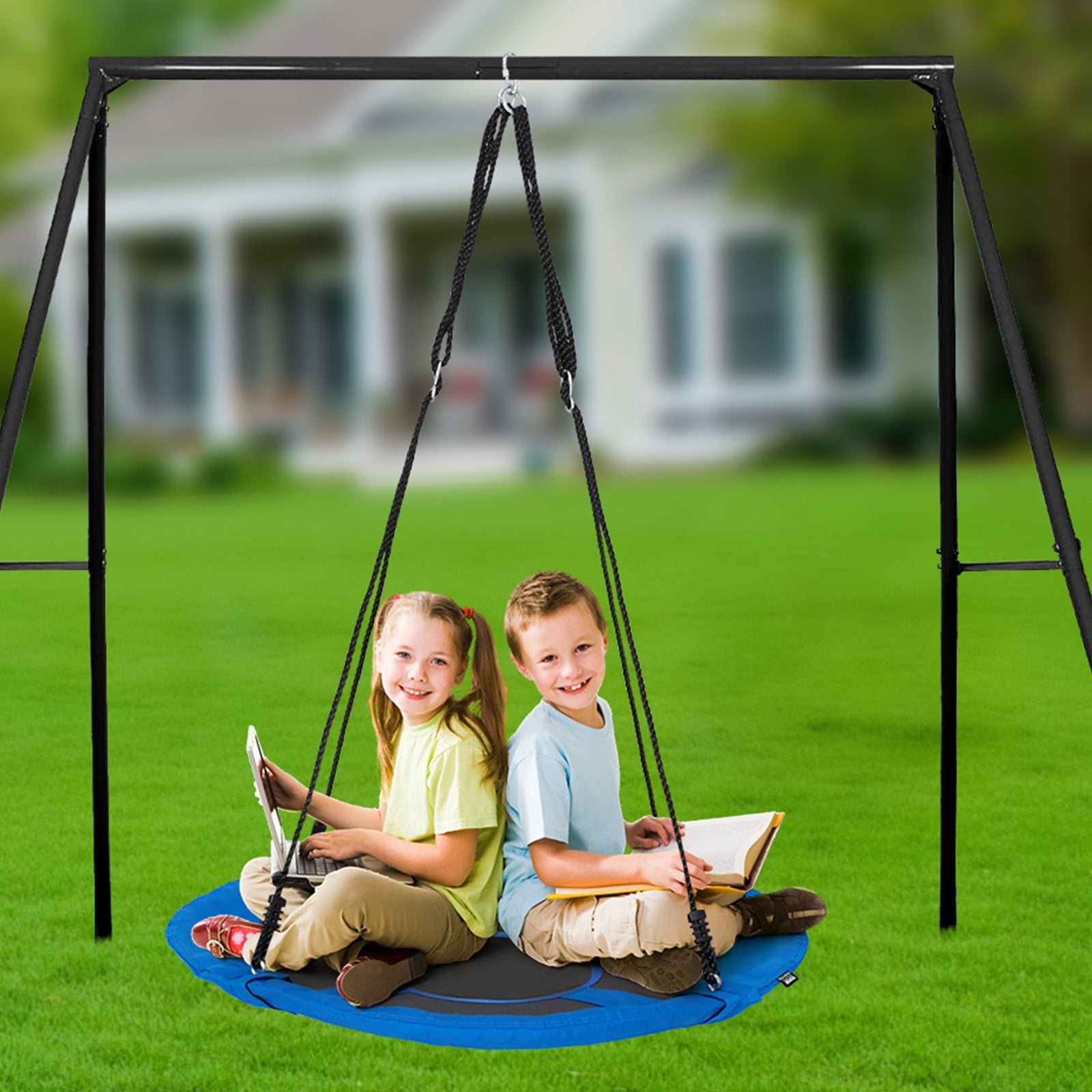 VEVOR Tree Swing 40 In Saucer Swing 750lbs Weight Capacity 900D Oxford Blue 