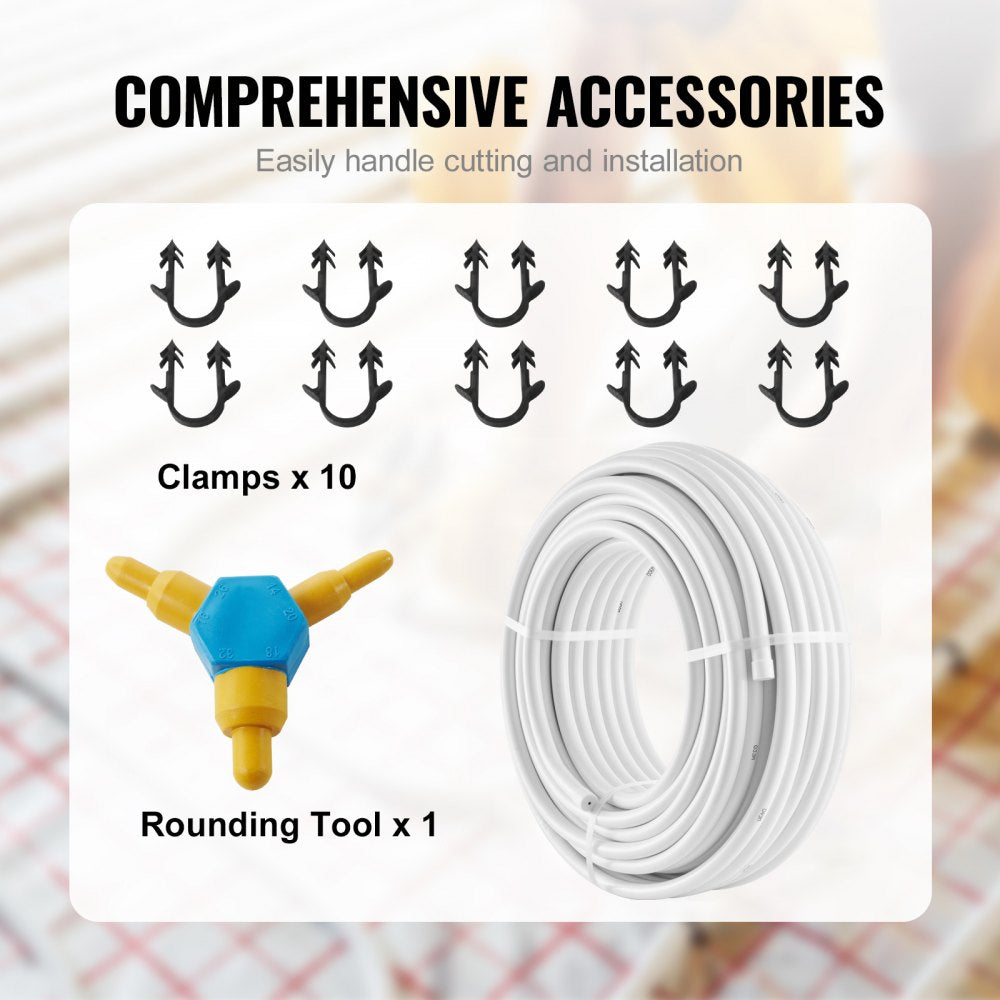 VEVOR PEX-AL-PEX Tube, 164 ft, 0.79'' Diameter Aluminum-Plastic Composite Pipe Oxygen Barrier Radiant Floor PEX Pipe, 0.08'' Thickness Radiant Heat Floor Plumbing Inner Aluminum Layer PEX Tubing Pipe 
