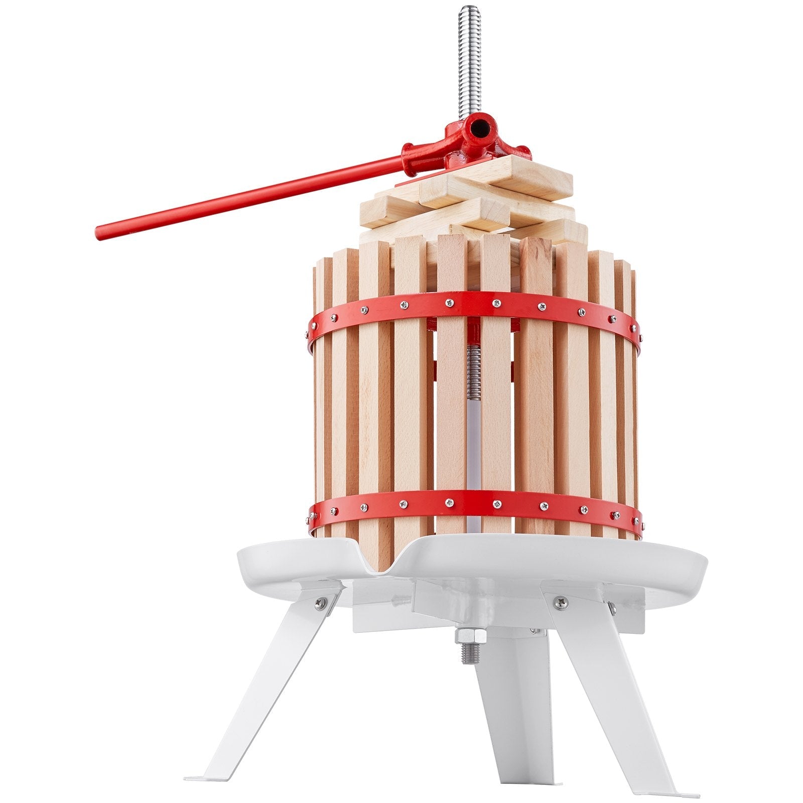 VEVOR Fruit Wine Press, 2.98 Gal/11.3L, Solid Wood Basket with 6 Blocks, Manual Juice Maker, Cider Apple Grape Tincture Vegetables Honey Olive Oil Making Press with Pole Handle Bar for Kitchen, Home 