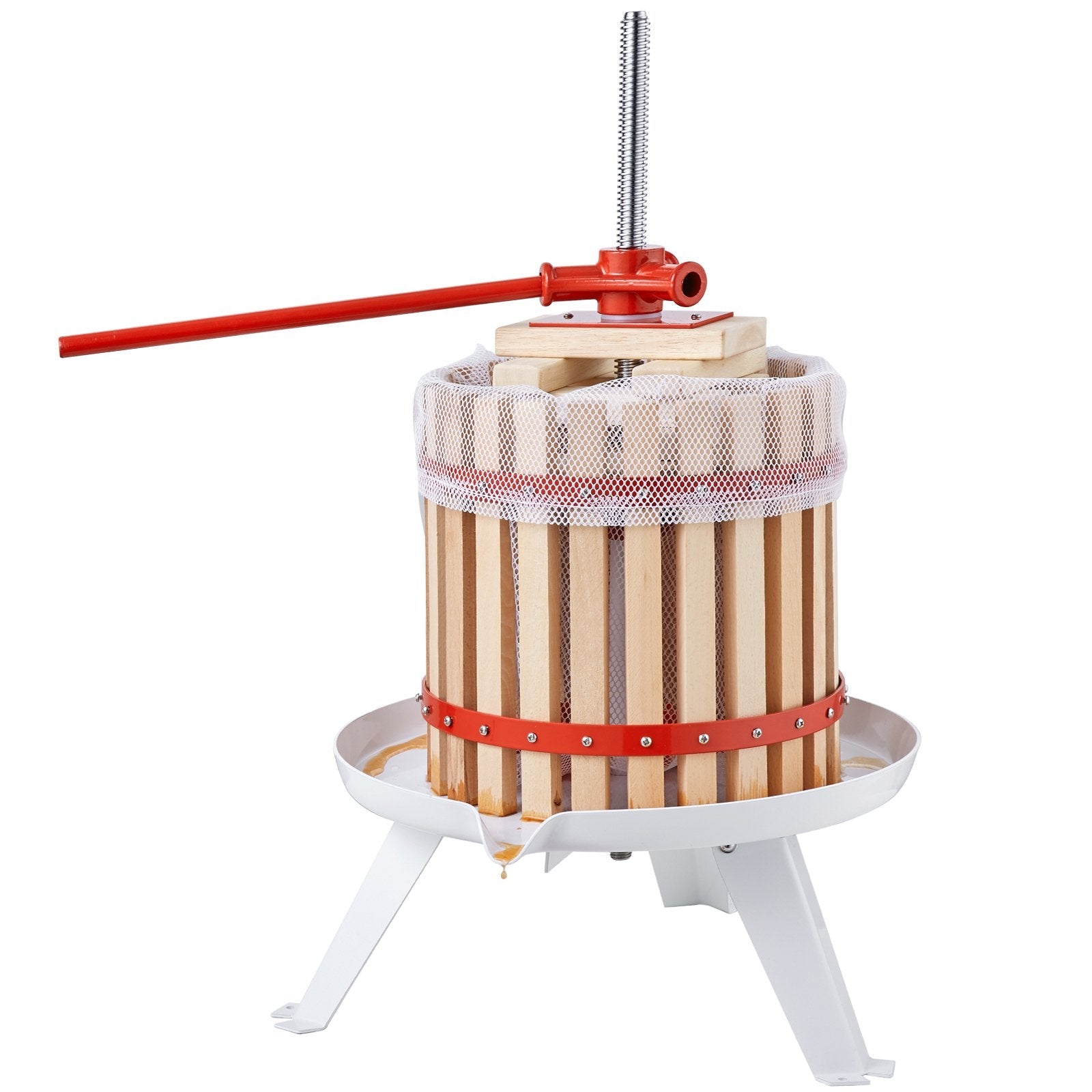 VEVOR Fruit Wine Press, 2.98 Gal/11.3L, Solid Wood Basket with 6 Blocks, Manual Juice Maker, Cider Apple Grape Tincture Vegetables Honey Olive Oil Making Press with Pole Handle Bar for Kitchen, Home 