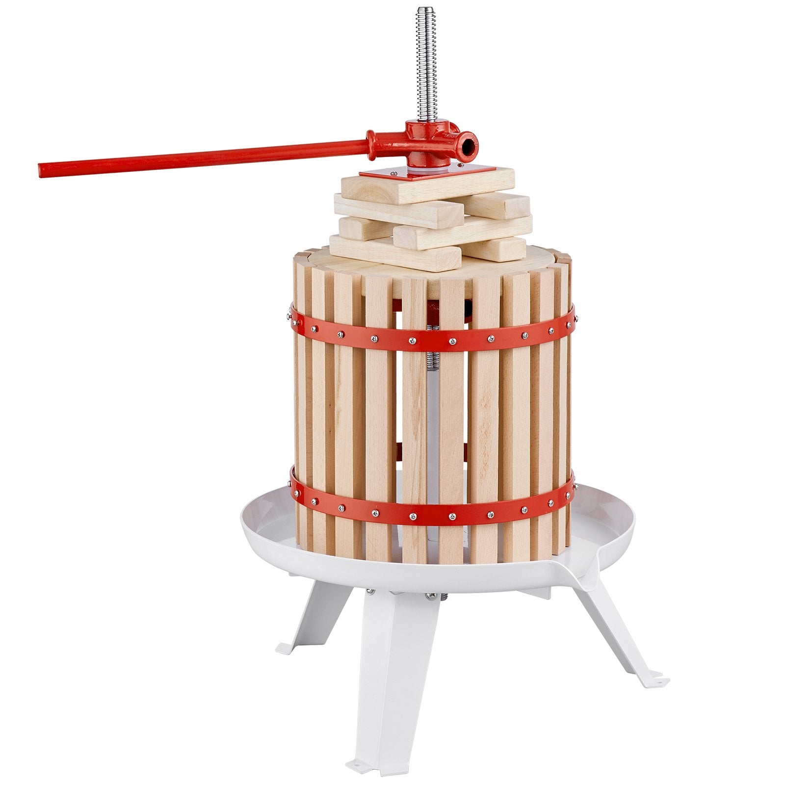 VEVOR Fruit Wine Press, 1.6 Gal/6.4L, Solid Wood Basket with 6 Blocks, Manual Juice Maker, Cider Apple Grape Tincture Vegetables Honey Olive Oil Making Press with Pole Handle Bar for Kitchen and Home 