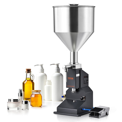 VEVOR Pneumatic Paste Liquid Filling Machine, 5-50ml Bottle Filler, Bottle Filling Machine, Stainless Steel Liquid Filler with Pedal for Milk Water Juice Essential Oil Shampoo Cosmetic Honey Lotion 