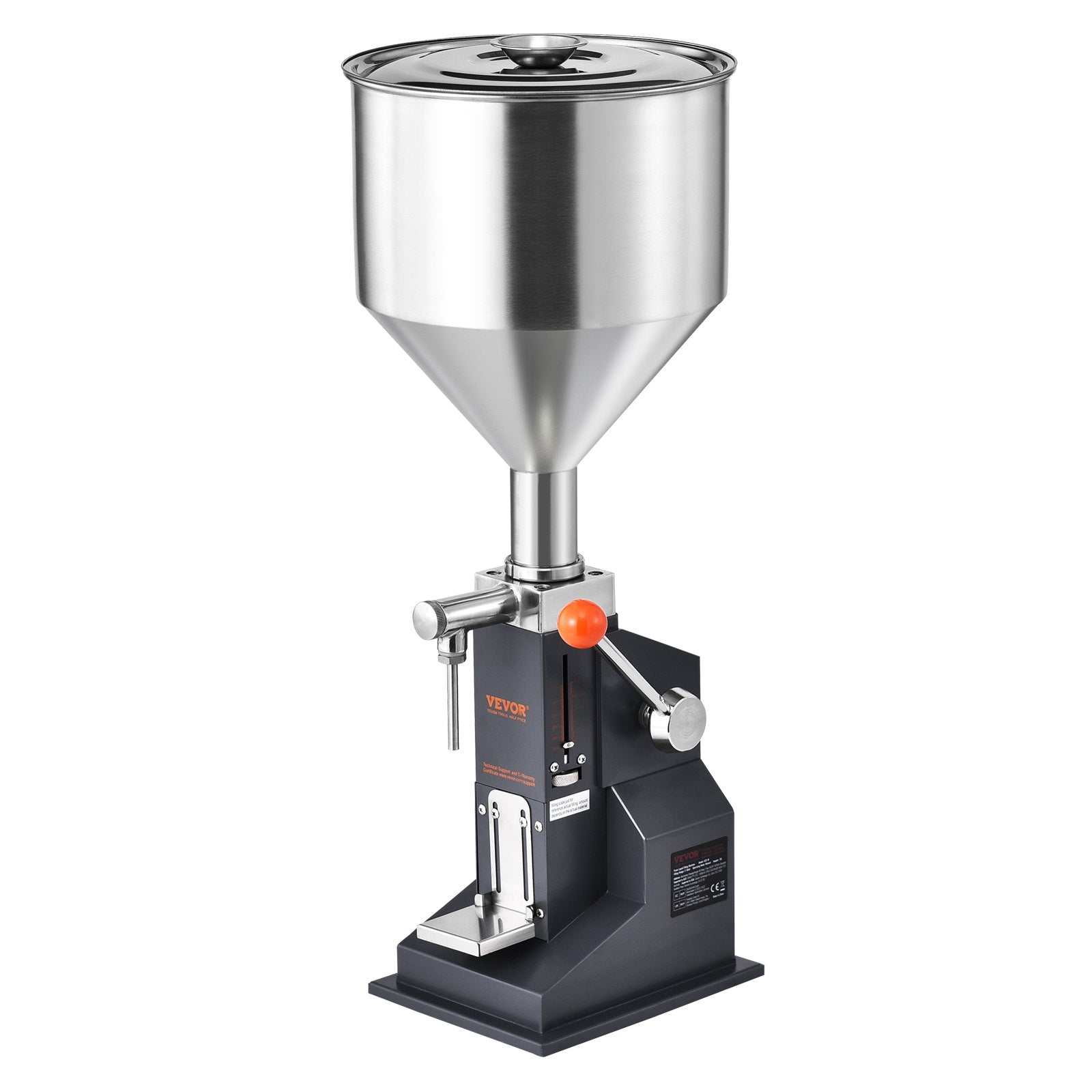 VEVOR Manual Paste Liquid Filling Machine, 5-50ml Bottle Filler, Adjustable Bottle Filling Machine, Stainless Steel Liquid Filler with Hopper for Milk Water Juice Essential Oil Shampoo Cosmetic Honey 