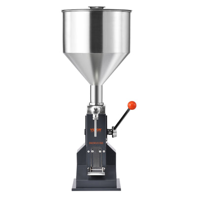 VEVOR Manual Paste Liquid Filling Machine, 5-50ml Bottle Filler, Adjustable Bottle Filling Machine, Stainless Steel Liquid Filler with Hopper for Milk Water Juice Essential Oil Shampoo Cosmetic Honey 