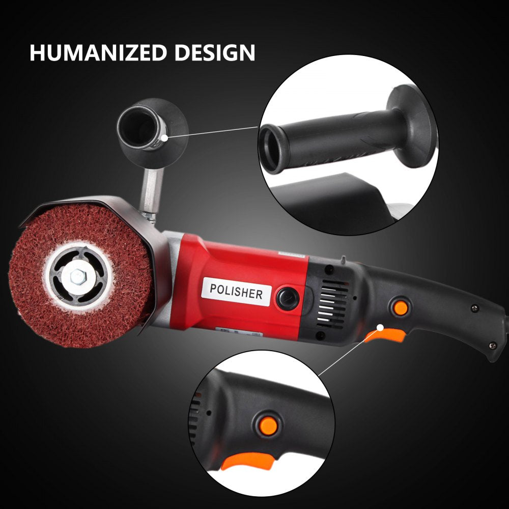 VEVOR 1200W Burnishing Polishing Machine 500-3000 RPM Handle Polishing Machine 110V Wheel Polisher Sander Wire Drawing Machine with 4 Wheels 