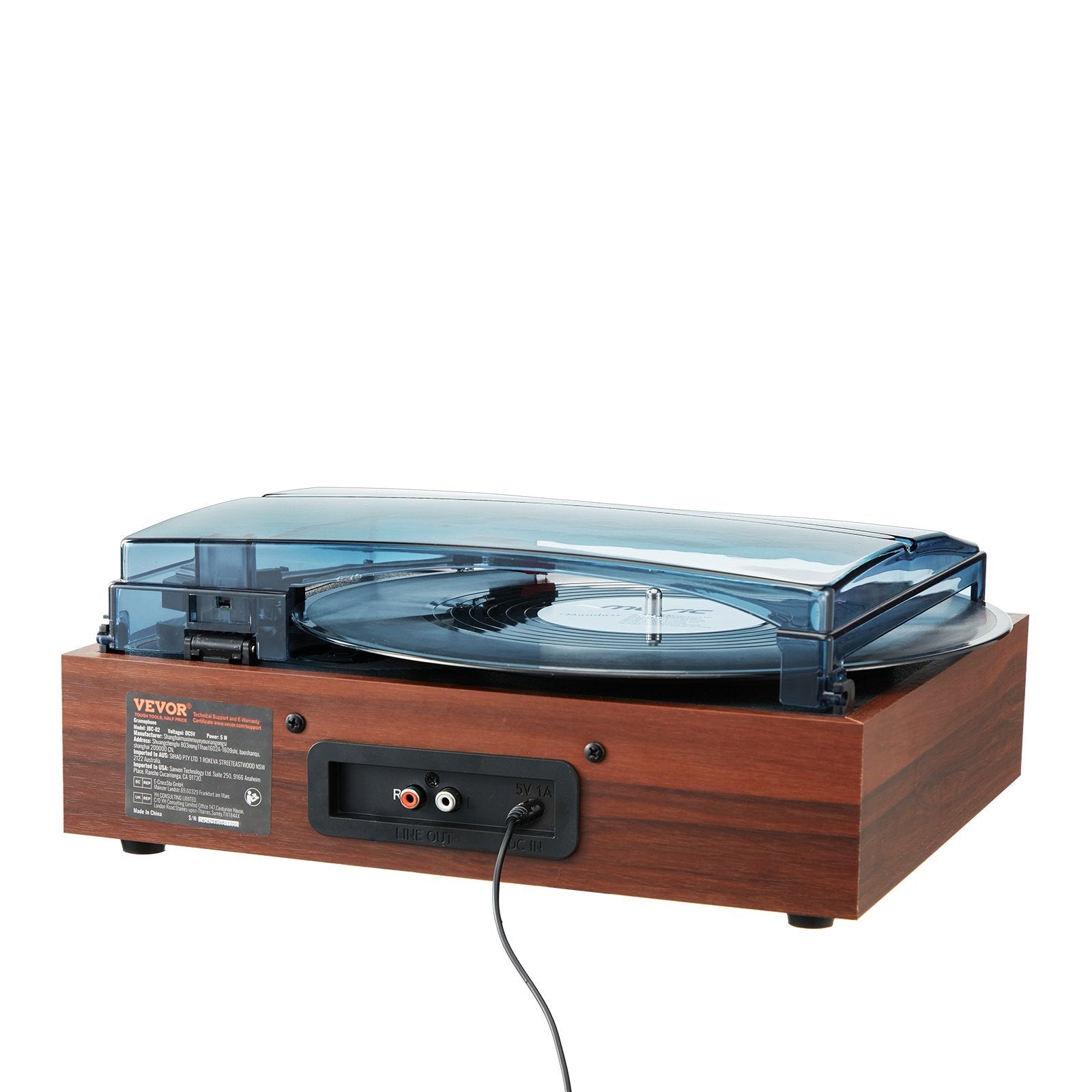VEVOR Bluetooth Vinyl Record Player 3-Speed Belt Driven Turntable 10W Speakers 