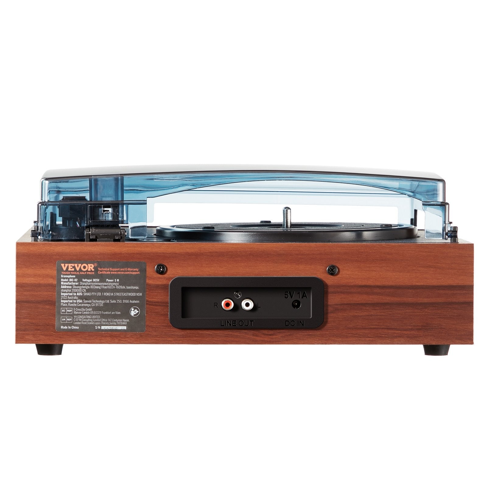 VEVOR Bluetooth Vinyl Record Player 3-Speed Belt Driven Turntable 10W Speakers 