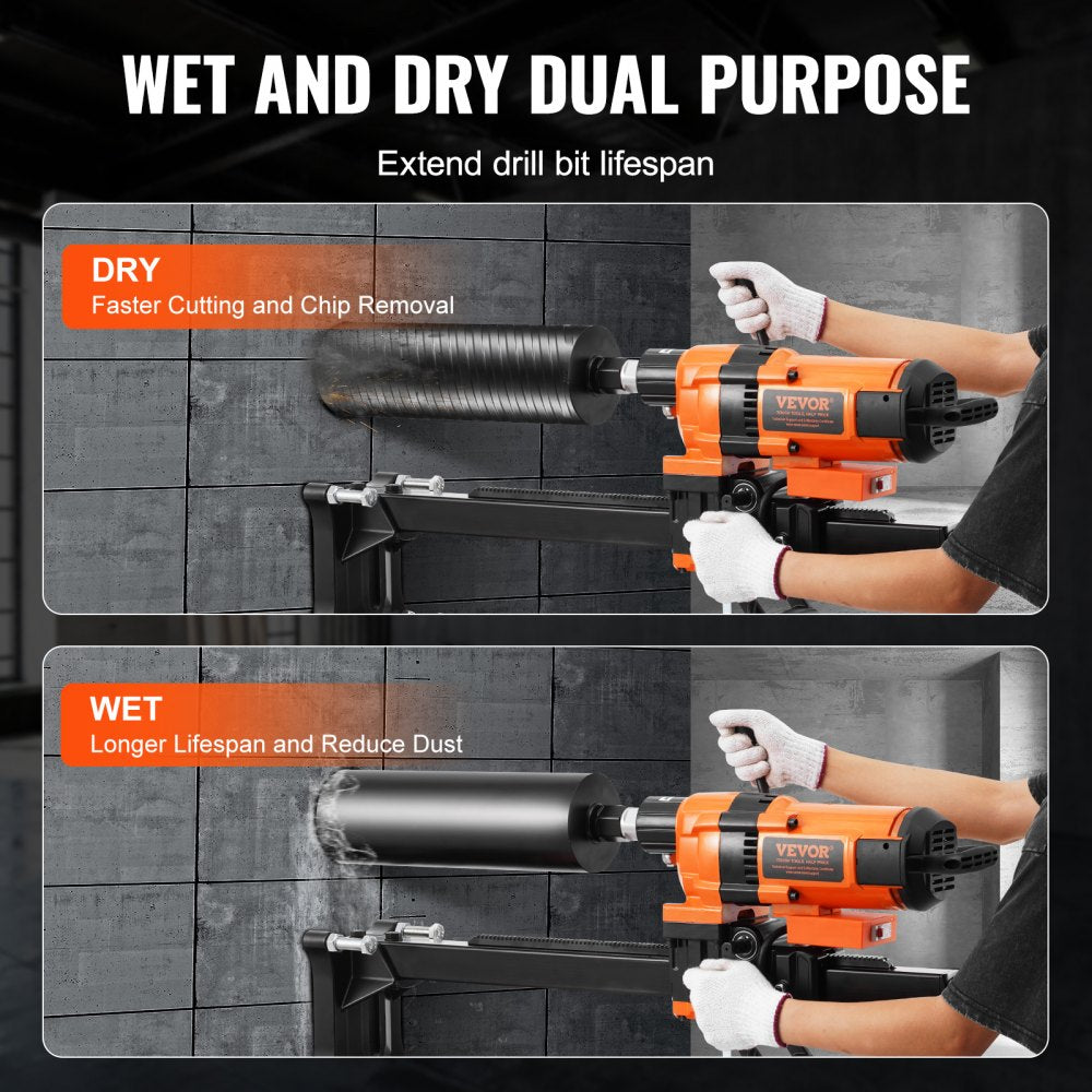 VEVOR Core Drill Machine 0.8-11.8in Dia 3500W Diamond Core Drill Rig with Stand 