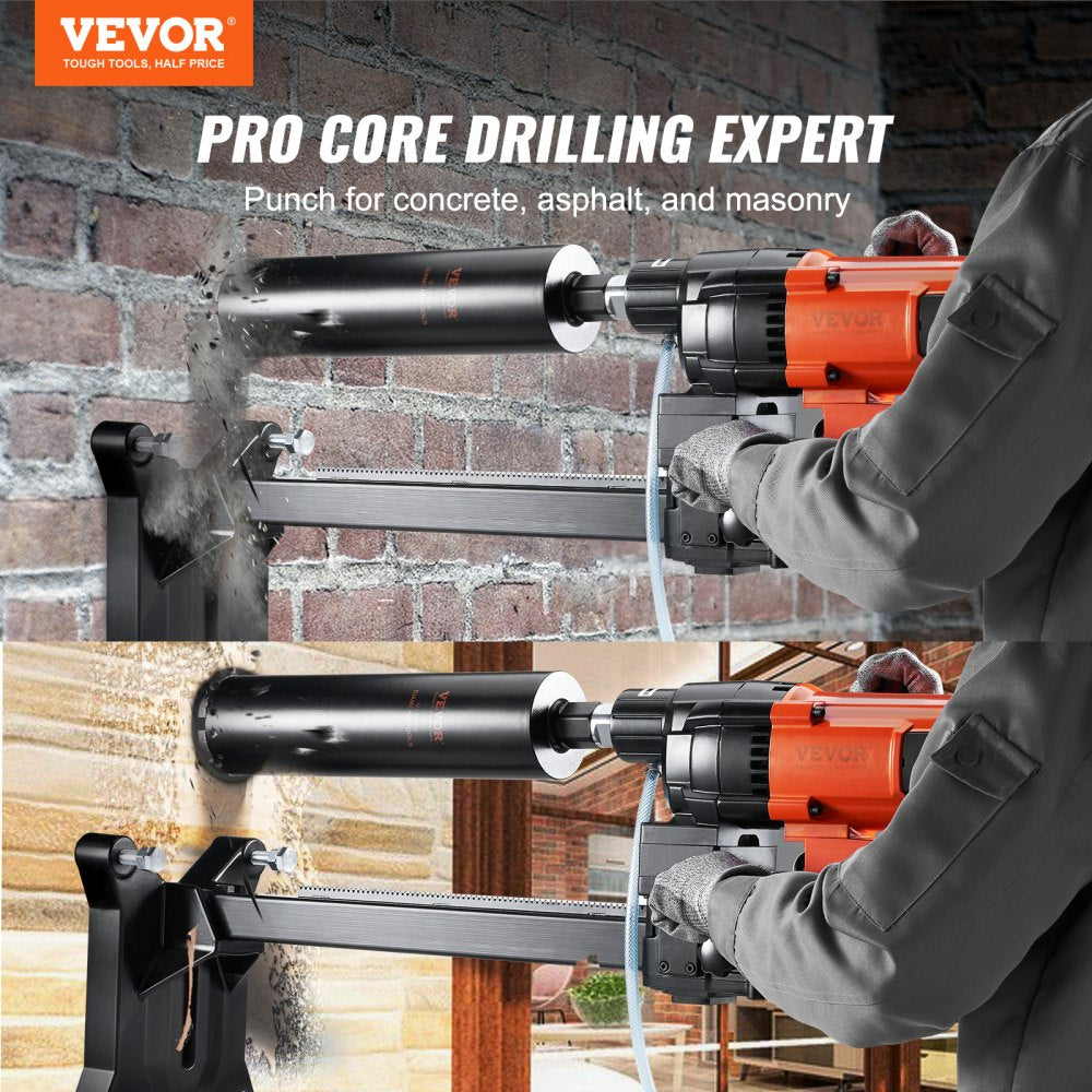 VEVOR Diamond Core Drilling Machine, 10in Wet Concrete Core Drill Rig with Stand Wheels, 750RPM Speed & 1-1/4" Thread & Lifting Handle, 10in Drilling Diameter for Concrete Brick Block Stone, 2500W 