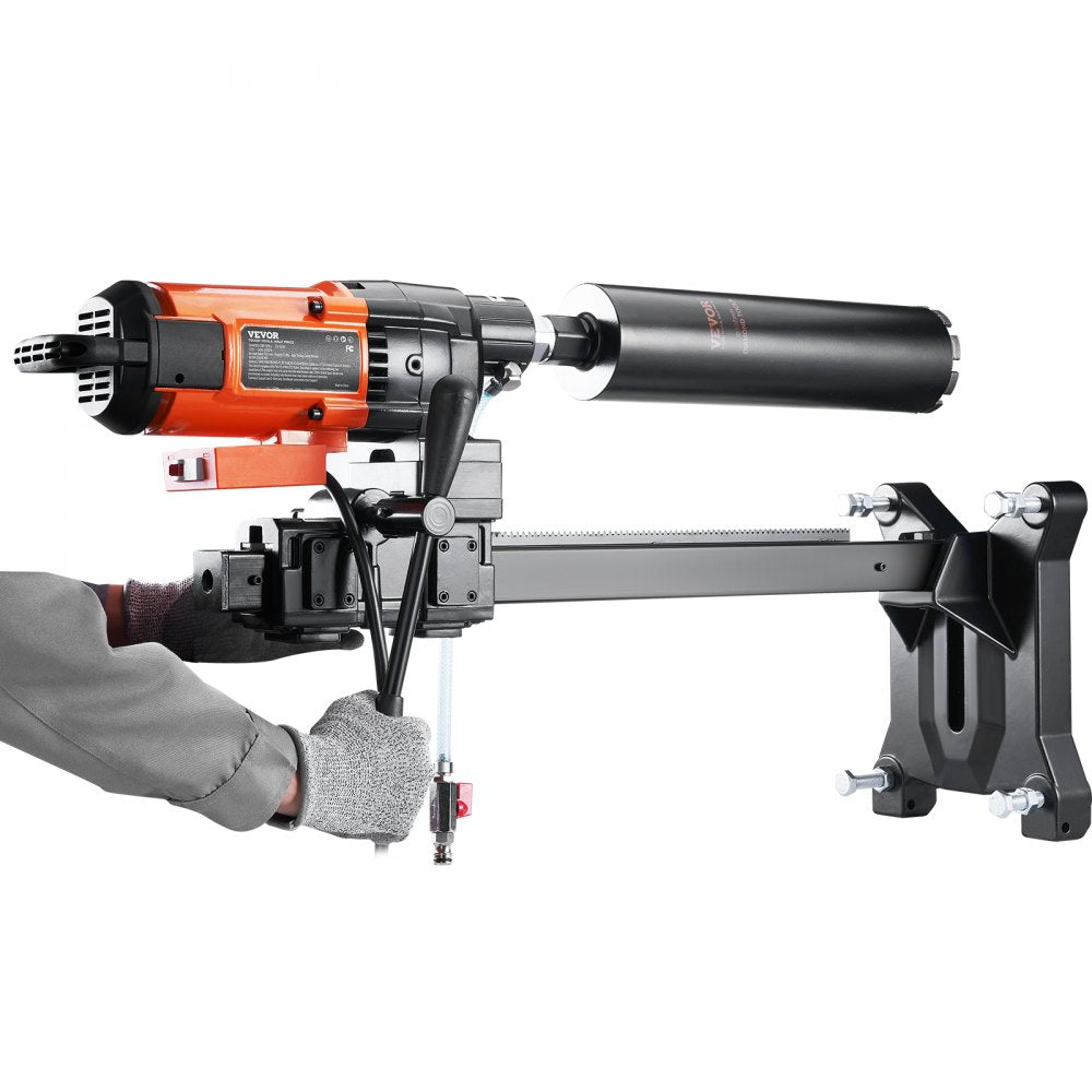 VEVOR Diamond Core Drilling Machine, 10in Wet Concrete Core Drill Rig with Stand Wheels, 750RPM Speed & 1-1/4" Thread & Lifting Handle, 10in Drilling Diameter for Concrete Brick Block Stone, 2500W 