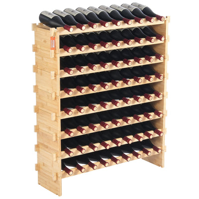 VEVOR 72 Bottle Upgrade Modular Wine Rack Bamboo Wood Display Shelf 8-Tier 