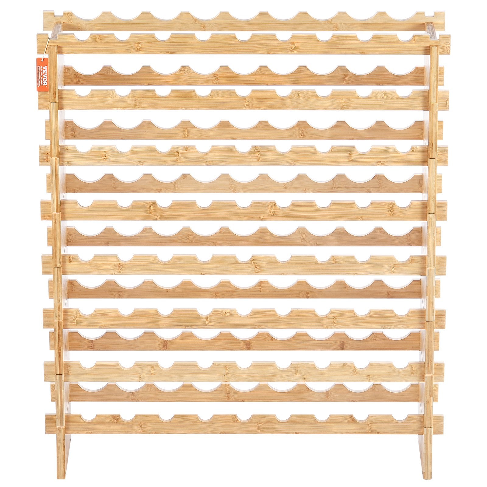 VEVOR 72 Bottle Upgrade Modular Wine Rack Bamboo Wood Display Shelf 8-Tier 