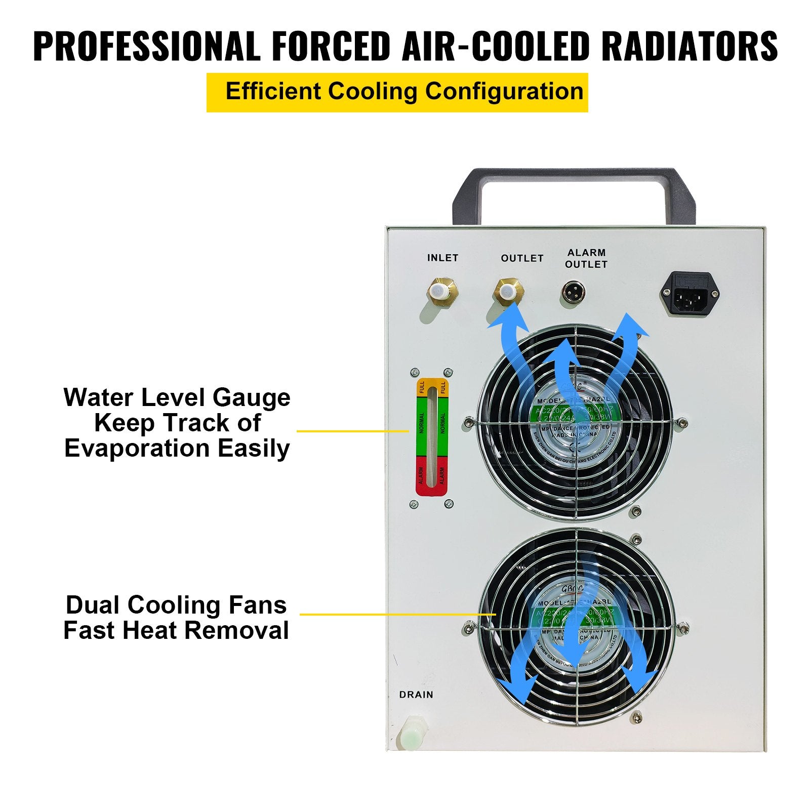 VEVOR Industrial Chiller, CW5200 Industrial Water Chiller, 1400W Cooling Capacity, 6L Capacity Cooling Water, Precise Thermostat Recirculating Chiller for 130/150W Engraving Machine Cooling Machine 