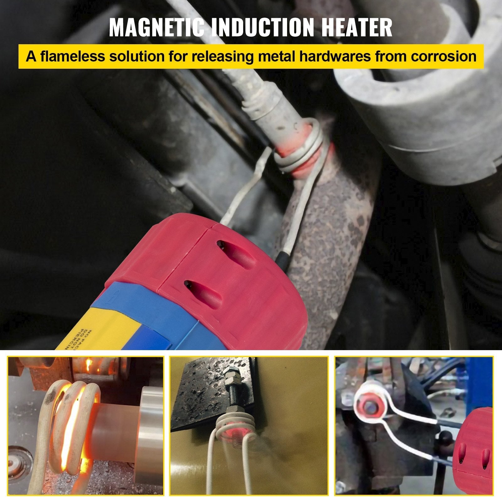 VEVOR Magnetic Induction Heater Kit 1000W 110V Automotive Flameless Heat Tool Hand Held Induction Heater for Rusty Screw Removing, Automotive Flameless Heater with 8 Coils and Portable Storage Box 