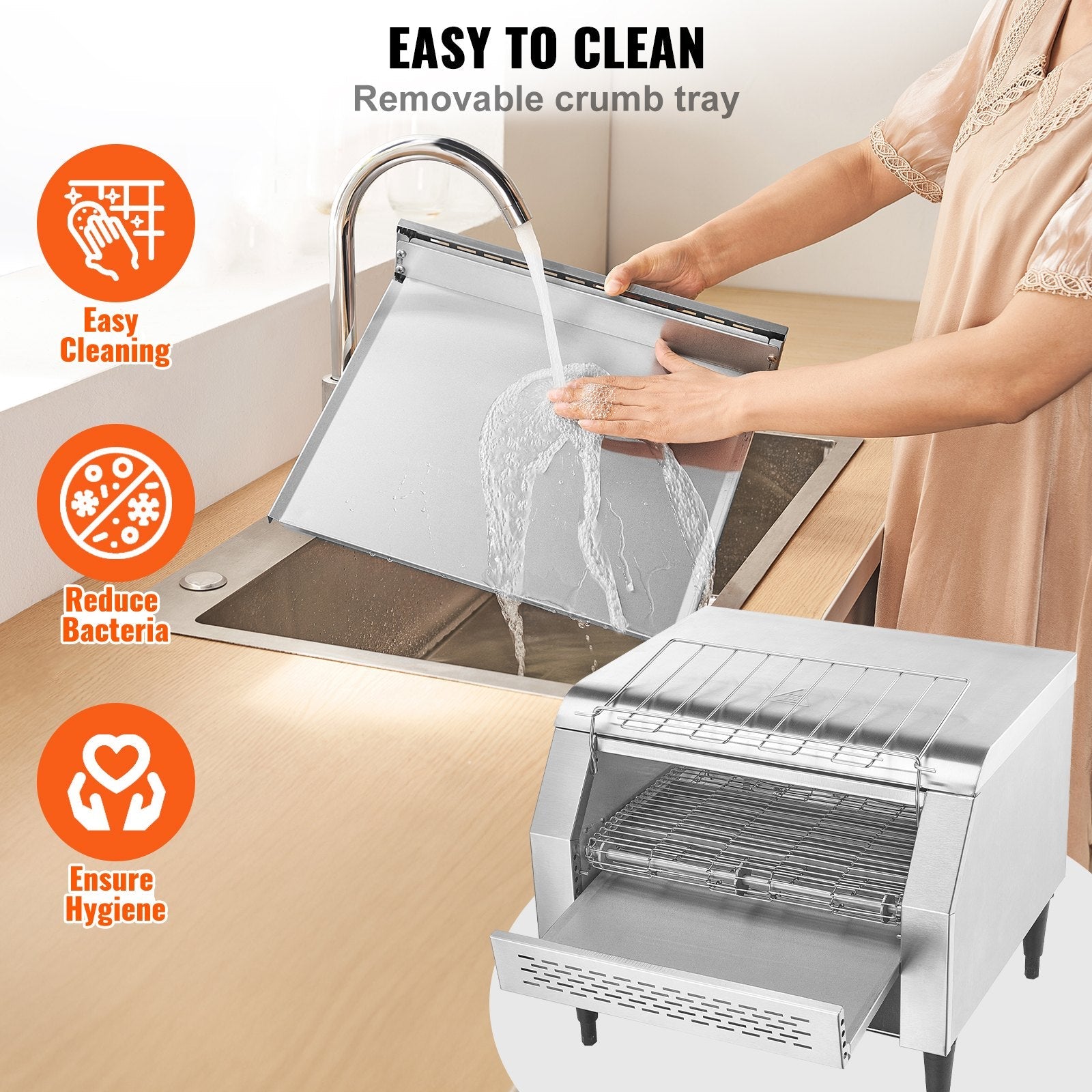 VEVOR Commercial Conveyor Toaster, 450 Slices/Hour Conveyor Belt Toaster, Heavy Duty Stainless Steel Commercial Toaster Oven, Electric  Restaurant Commercial Toaster for Toast Bun, Bagel, Bread 