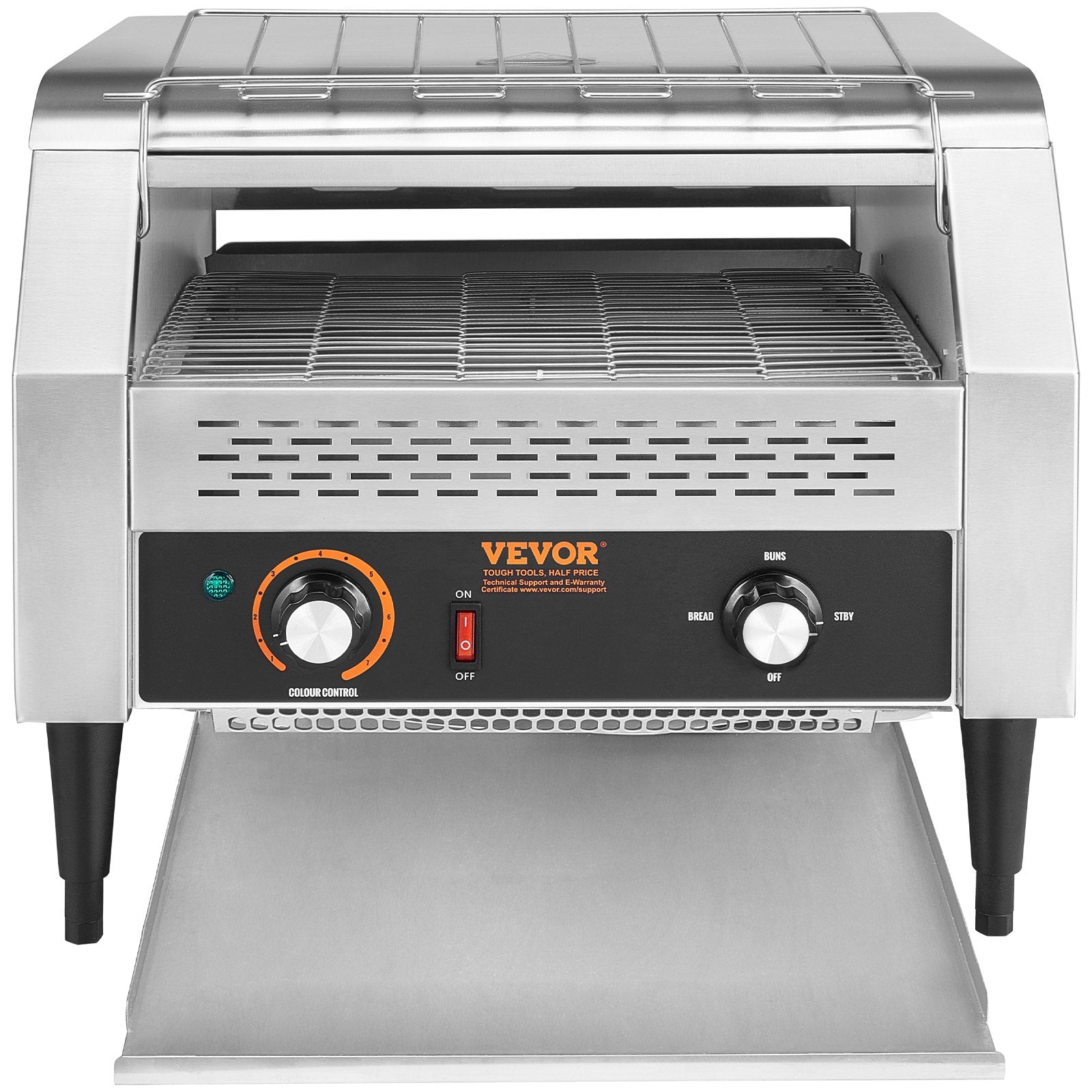 VEVOR Commercial Conveyor Toaster, 450 Slices/Hour Conveyor Belt Toaster, Heavy Duty Stainless Steel Commercial Toaster Oven, Electric  Restaurant Commercial Toaster for Toast Bun, Bagel, Bread 