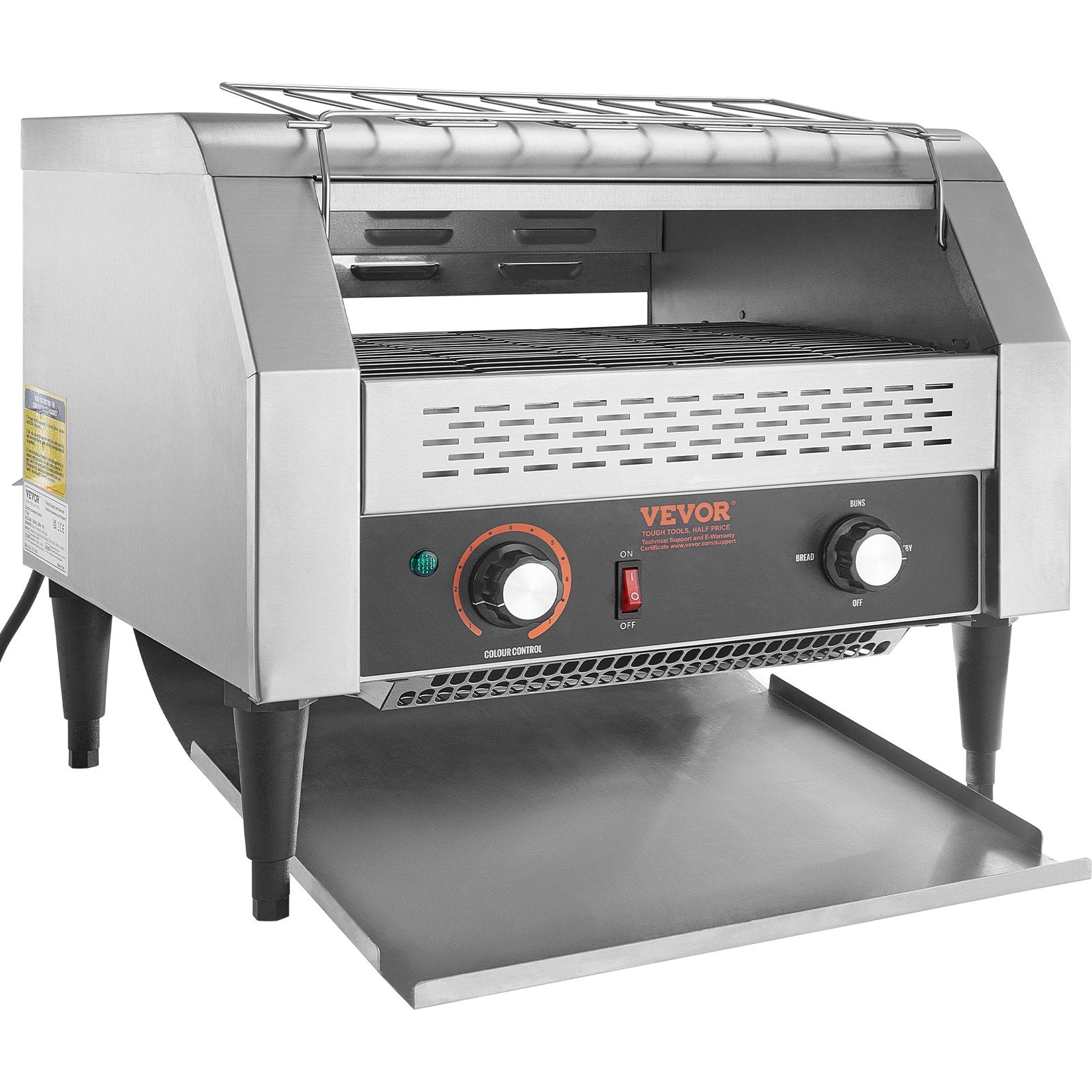 VEVOR Commercial Conveyor Toaster, 450 Slices/Hour Conveyor Belt Toaster, Heavy Duty Stainless Steel Commercial Toaster Oven, Electric  Restaurant Commercial Toaster for Toast Bun, Bagel, Bread 
