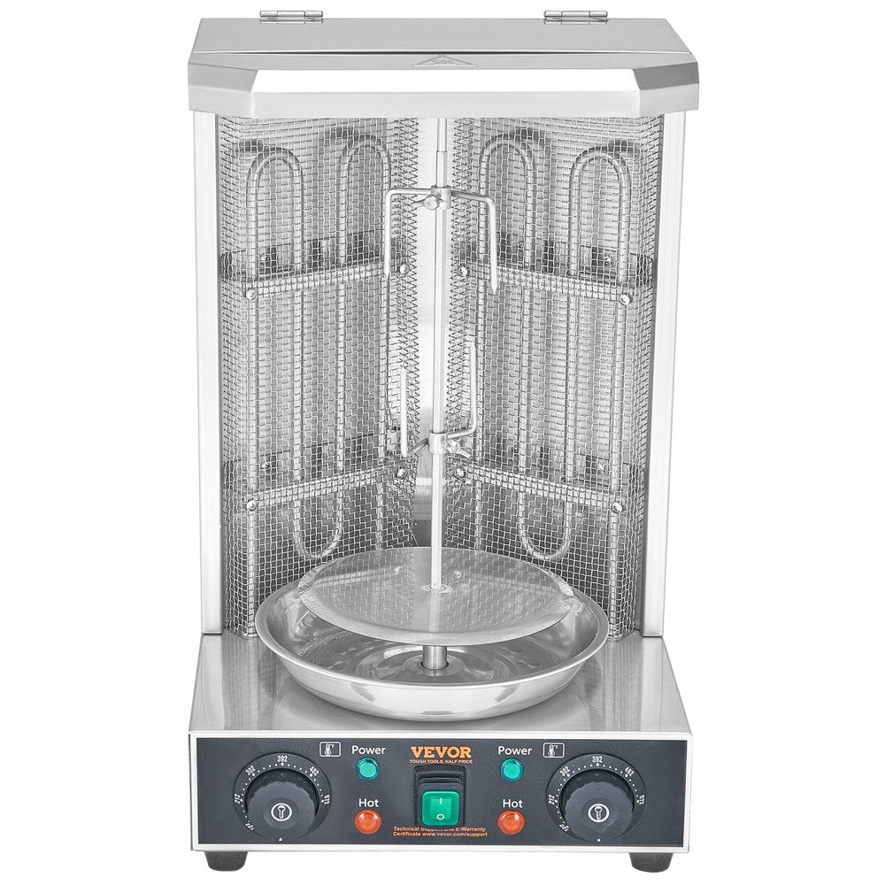 VEVOR Shawarma Grill Machine, 13 lbs Capacity, Chicken Shawarma Cooker Machine with 2 Burners, Electric Vertical Broiler Gyro Rotisserie Oven Doner Kebab Machine, for Home Restaurant Kitchen Parties 