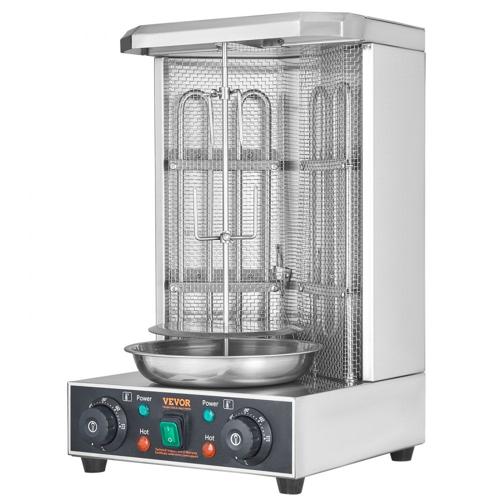 VEVOR Shawarma Grill Machine, 13 lbs Capacity, Chicken Shawarma Cooker Machine with 2 Burners, Electric Vertical Broiler Gyro Rotisserie Oven Doner Kebab Machine, for Home Restaurant Kitchen Parties 