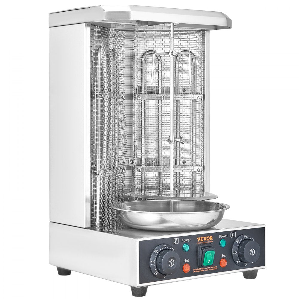 VEVOR Shawarma Grill Machine, 13 lbs Capacity, Chicken Shawarma Cooker Machine with 2 Burners, Electric Vertical Broiler Gyro Rotisserie Oven Doner Kebab Machine, for Home Restaurant Kitchen Parties 