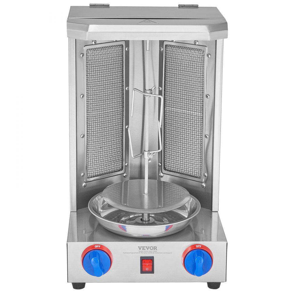VEVOR Shawarma Grill Machine, 13 lbs Capacity, Chicken Shawarma Cooker Machine with 2 Burners, Gas Vertical Broiler Gyro Rotisserie Oven Doner Kebab Machine, for Home Restaurant Kitchen Parties 