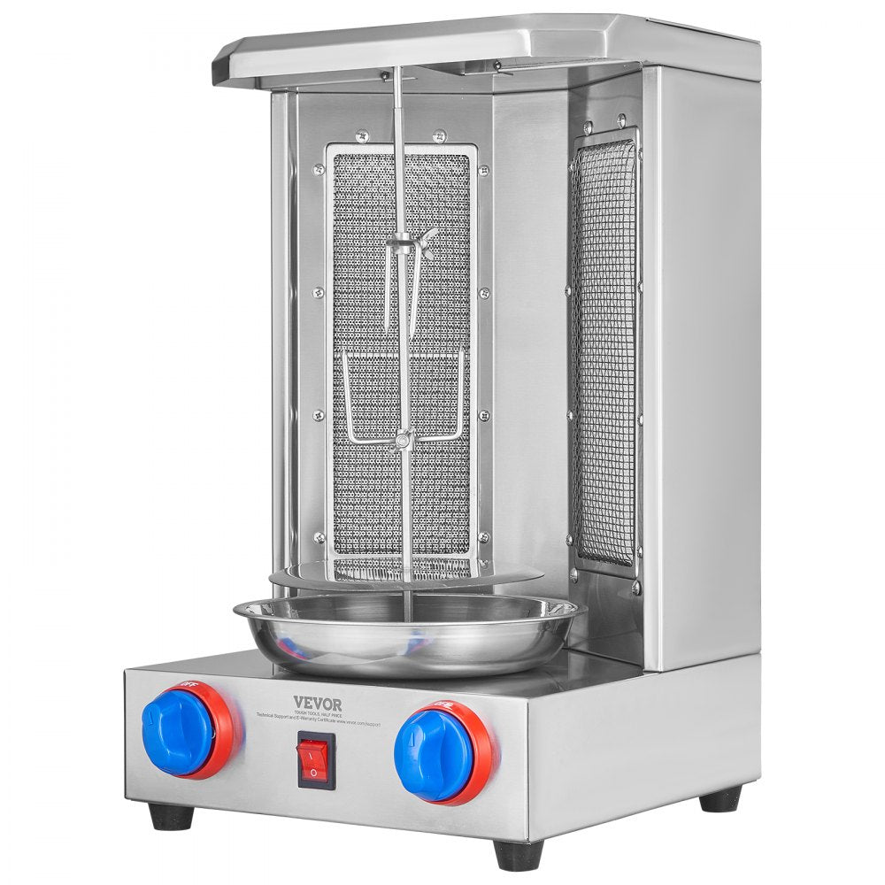 VEVOR Shawarma Grill Machine, 13 lbs Capacity, Chicken Shawarma Cooker Machine with 2 Burners, Gas Vertical Broiler Gyro Rotisserie Oven Doner Kebab Machine, for Home Restaurant Kitchen Parties 