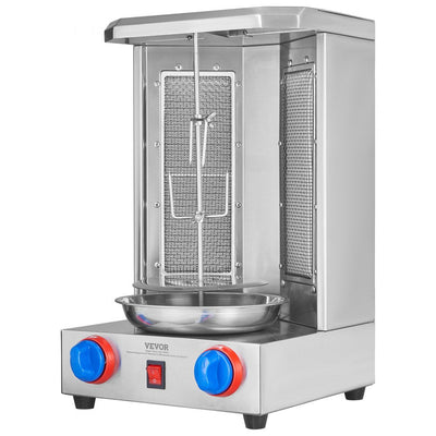 VEVOR Shawarma Grill Machine, 13 lbs Capacity, Chicken Shawarma Cooker Machine with 2 Burners, Gas Vertical Broiler Gyro Rotisserie Oven Doner Kebab Machine, for Home Restaurant Kitchen Parties 