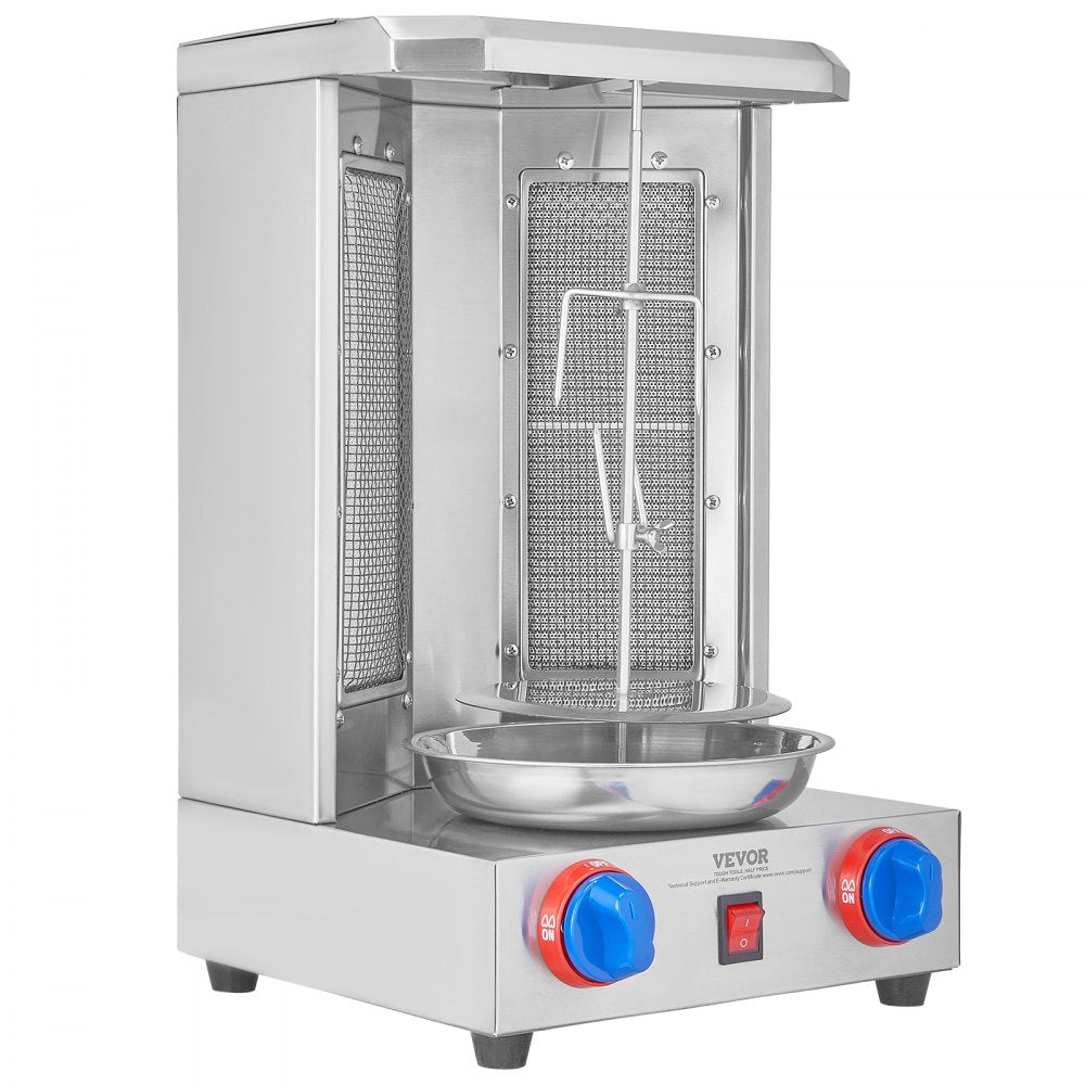 VEVOR Shawarma Grill Machine, 13 lbs Capacity, Chicken Shawarma Cooker Machine with 2 Burners, Gas Vertical Broiler Gyro Rotisserie Oven Doner Kebab Machine, for Home Restaurant Kitchen Parties 