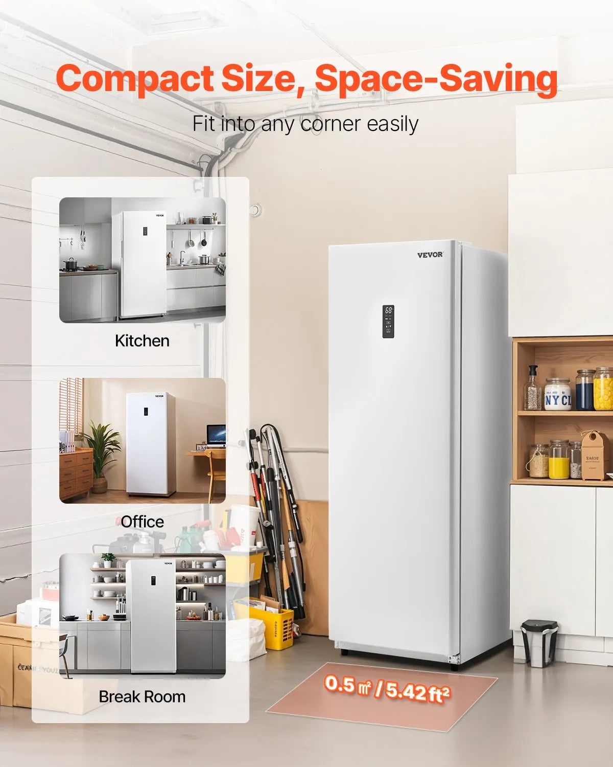 VEVOR Convertible Freezer/Refrigerator 14 Cu.Ft Frost Free Upright Freezer Home