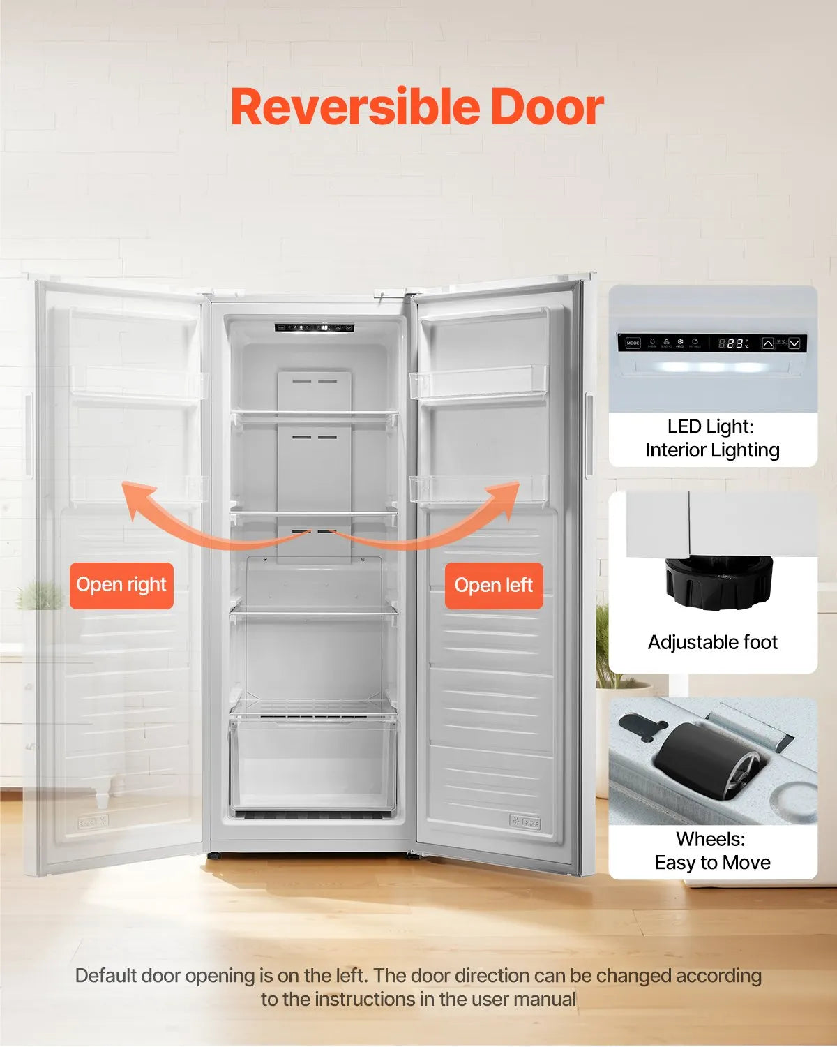 VEVOR Convertible Freezer/Refrigerator 11 Cu.Ft Frost Free Upright Freezer Home