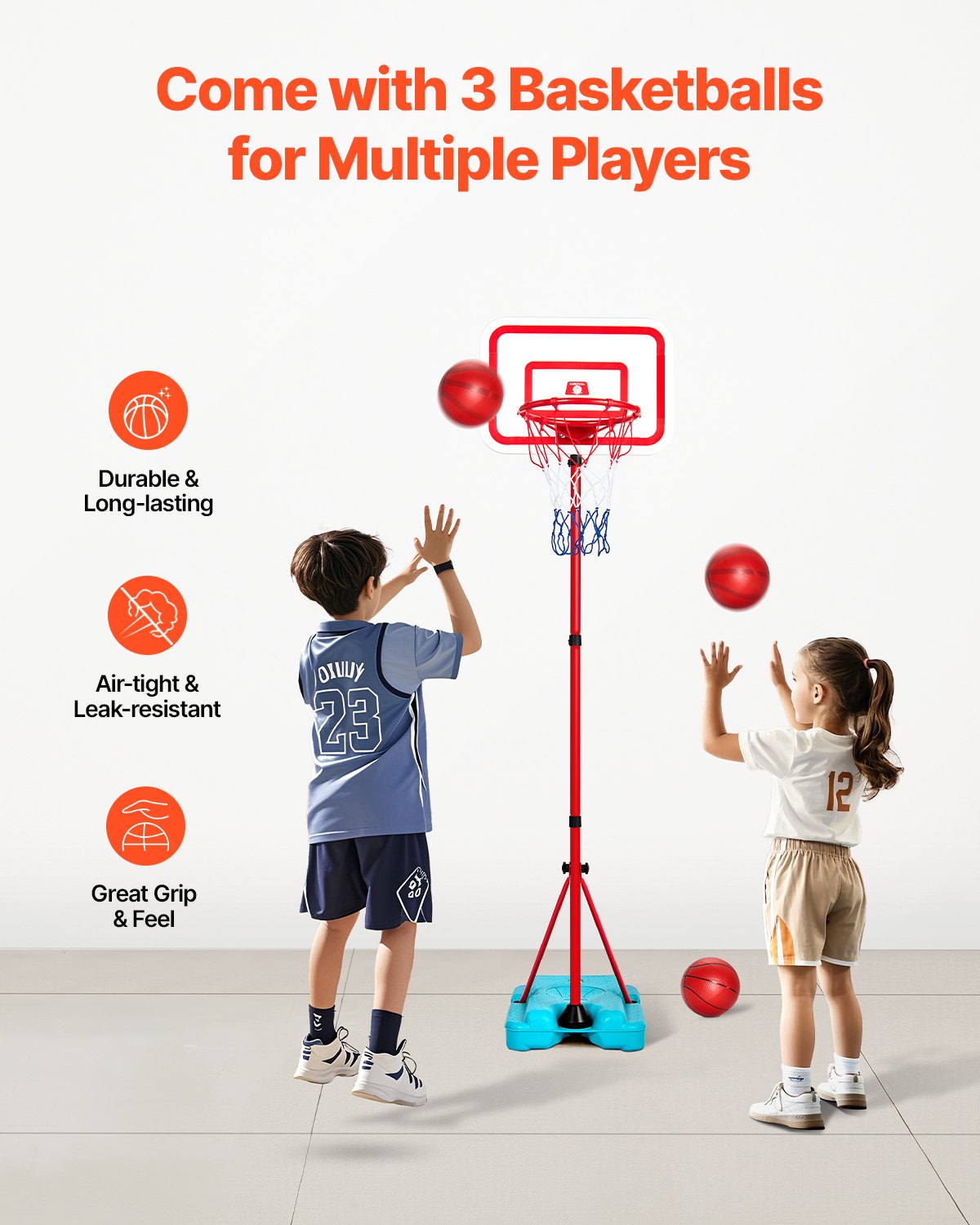 VEVOR Kids Basketball Hoop Height Adjustable Portable Basketball Court for Kids 