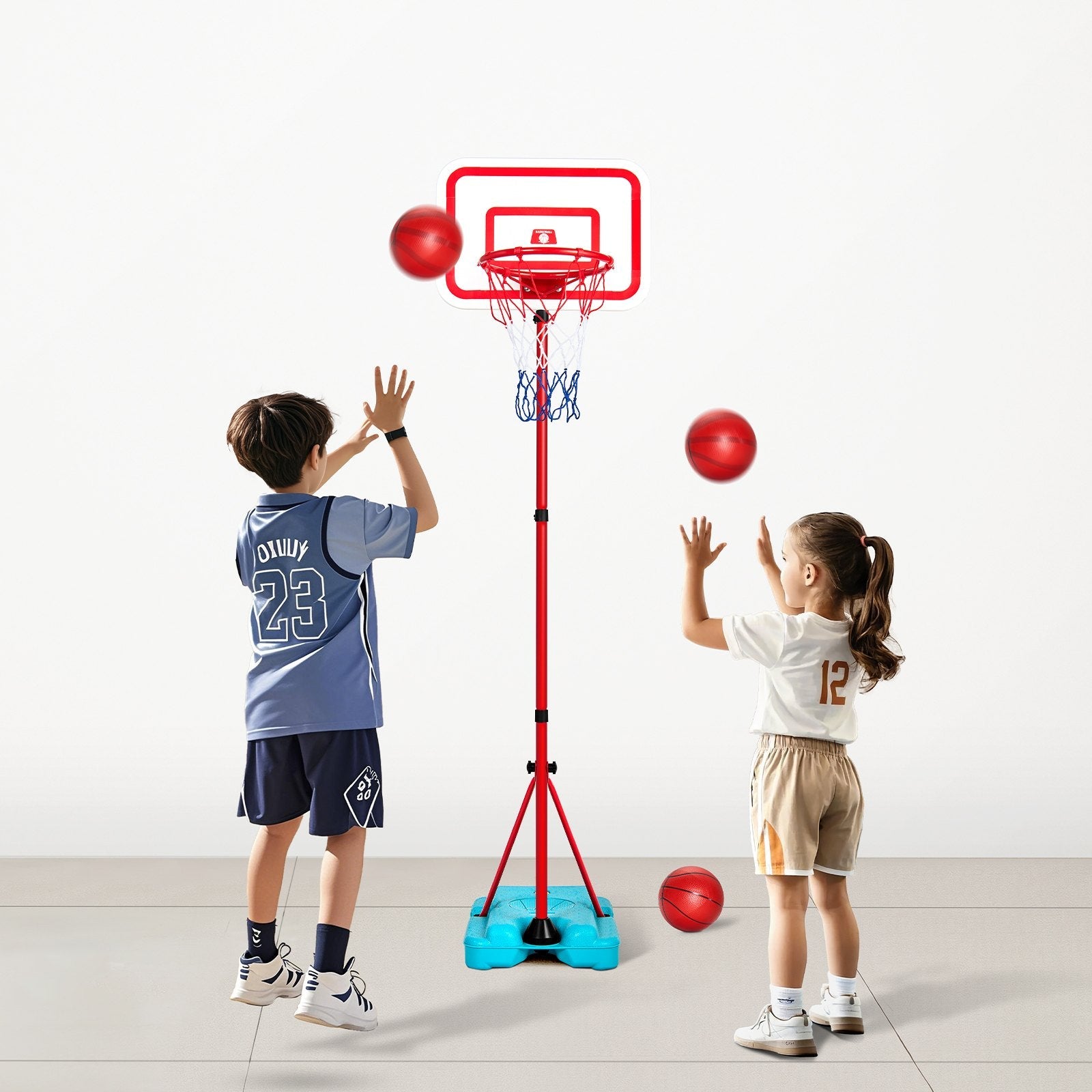 VEVOR Kids Basketball Hoop Height Adjustable Portable Basketball Court for Kids 