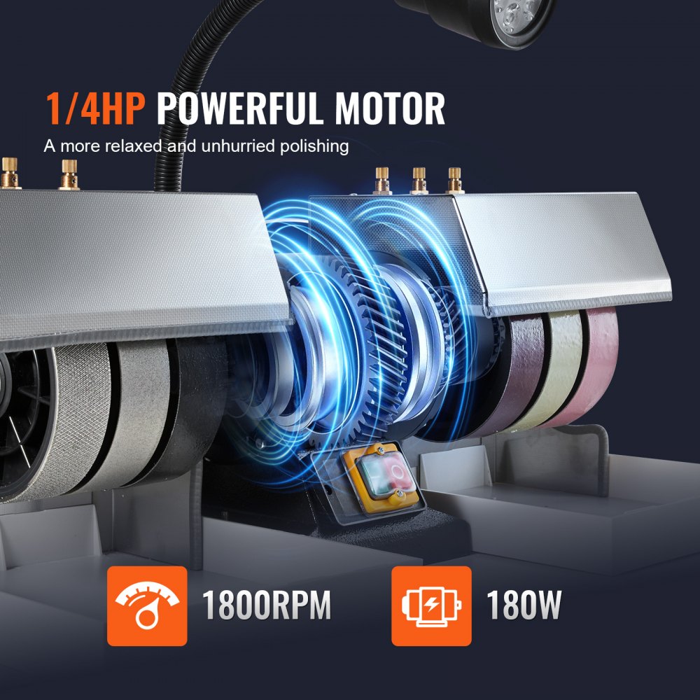 VEVOR Cabbing Machine, 6" 2HP 1800rpm Efficient, Lapidary Rock Grinder Polisher With Lamp & Water Pump, Gem Faceting Machine, Rock Grinding Machine for Gem Jade Stone, Create Cabochons for Necklaces 